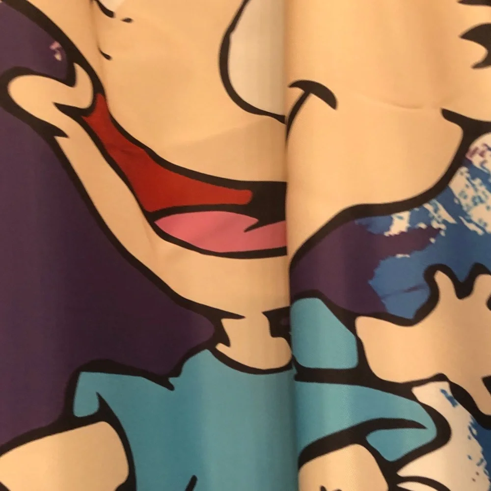 Cartoon Character shower curtain Top in Peach, Orange, Purple